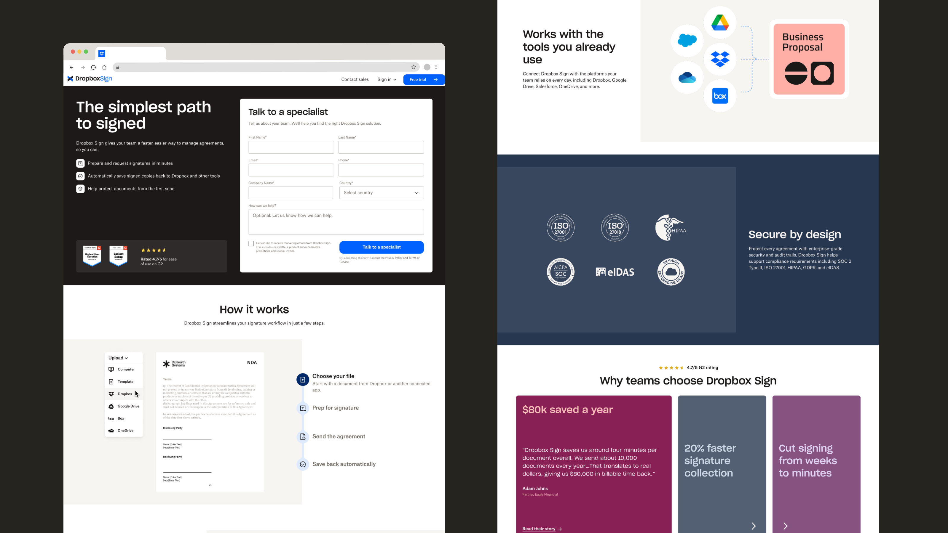 Dropbox Sign acquisition landing page